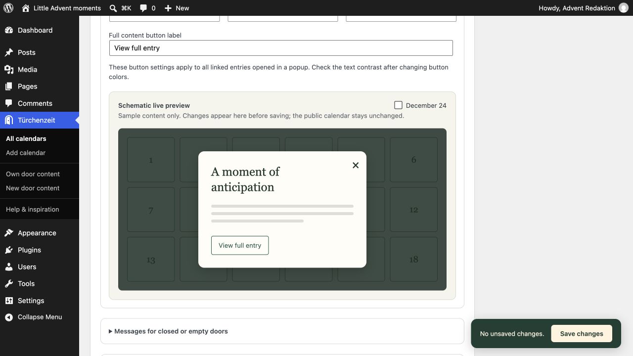 Preview popup styling before saving
