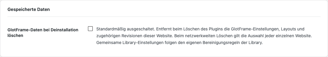 Optionale Löschung und erhaltene Daten prüfen