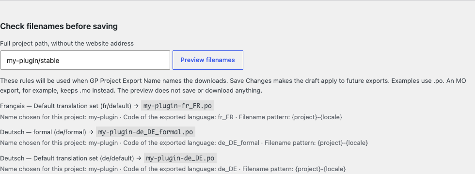 Check filenames before saving
