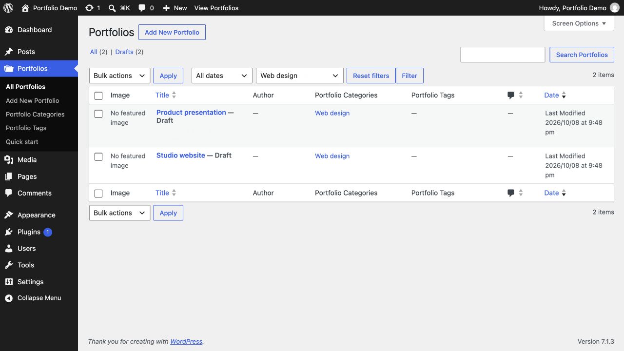 Project list and filters